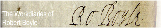 Robert Boyle's signature from Royal Society, Early Letters B 1, fol. 82 (a letter from Boyle to Oldenberg, October 1664). Copyright  Royal Society 2004.