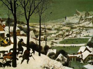 Bruegel's The Hunters in the Snow (1595, now in the Kunsthistorisches Museum, Vienna)